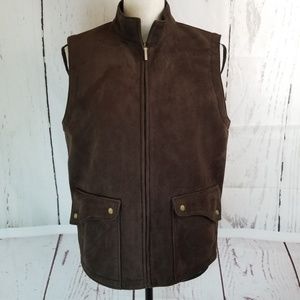 Talbots Faux Suede Vest Sz S Full Zip Brown